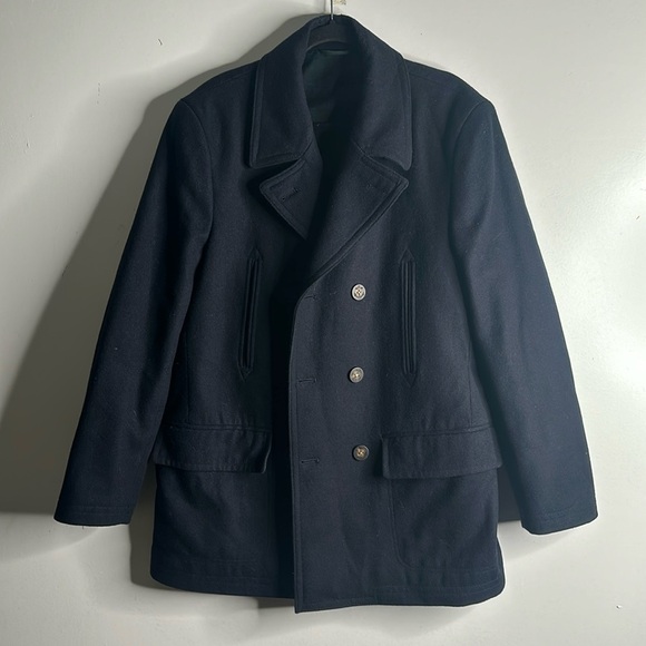 Lauren Ralph Lauren navy blue wool blend double breasted coat size 42R